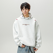 WASSUP民族风刺绣连帽卫衣男款 秋冬宽松潮流百搭情侣重磅套头上衣