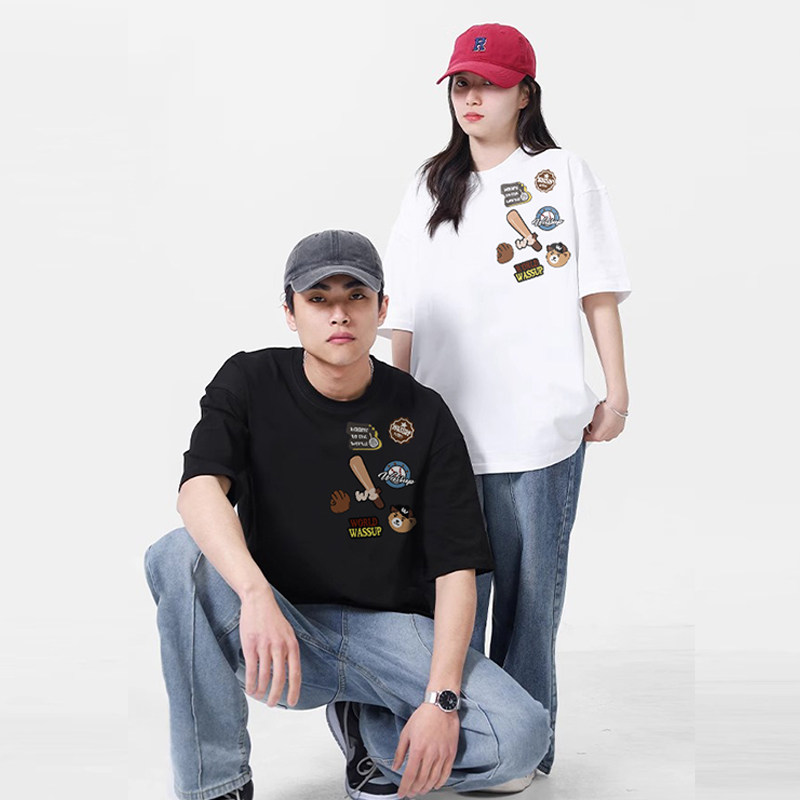 WASSUP潮牌美式T恤短袖男女夏季宽松休闲重磅纯棉圆领体恤衫上衣