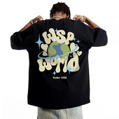 衫 WASSUP星球环绕字母t恤男士 宽松重磅国潮牌情侣短袖 25新款 夏季