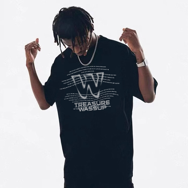 WASSUP新款喷墨美式字母潮流T恤短袖男夏季重磅纯棉圆领半袖上衣