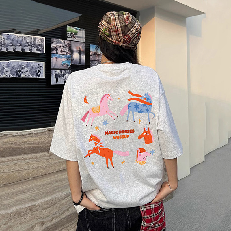 WASSUP美式重磅短袖T恤女夏季2026新款潮牌纯棉情侣圆领半袖上衣