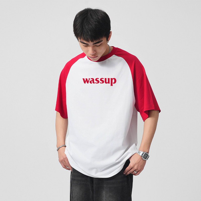 WASSSUPHEODS撞色短袖t恤男