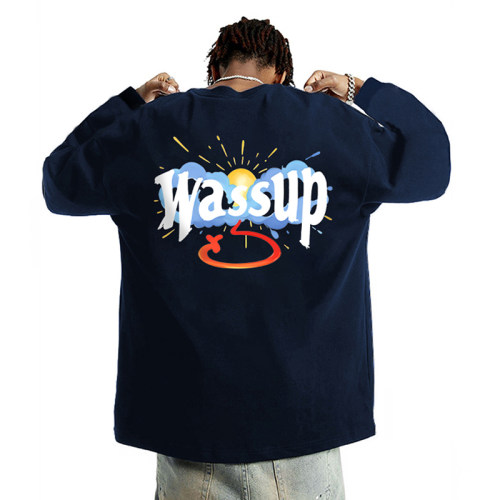WASSUP彩虹云朵长袖T恤男女秋季