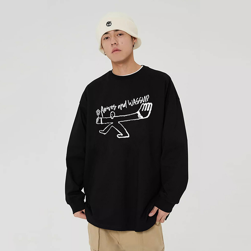 WASSUP美式重磅长袖T恤男
