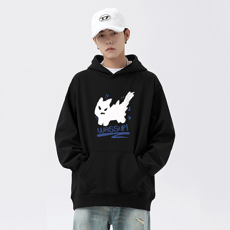 WASSUP美式重磅连帽卫衣男