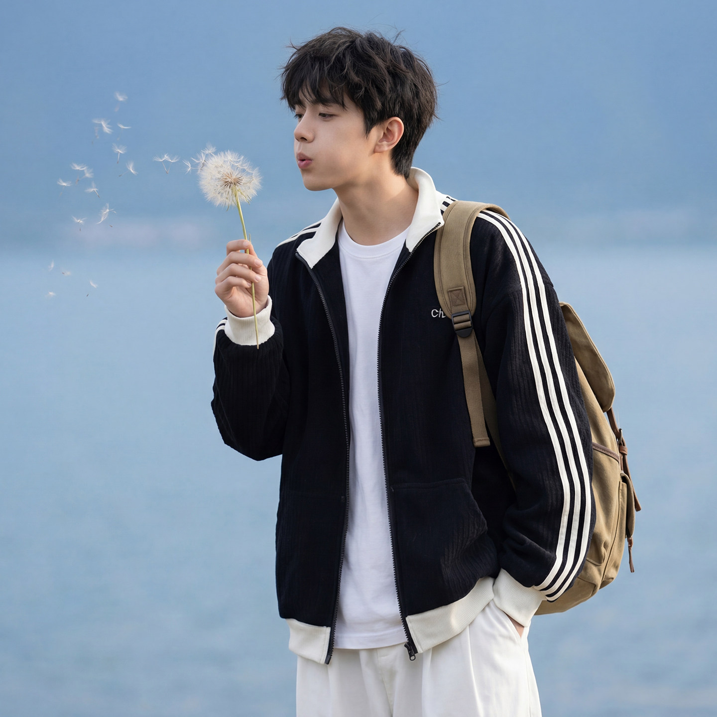 WASSUP美式肌理感拼色运动夹克男秋冬百搭情侣外套高街痞帅棒球服