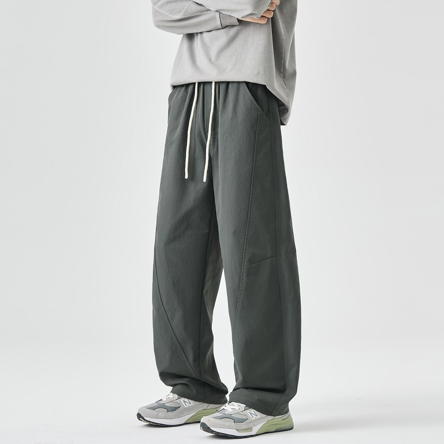 WASSUP极简重磅弯刀工装休闲裤男