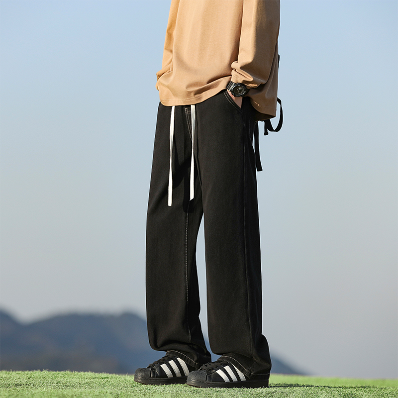 WASSUP冰丝牛仔裤男夏季薄款2025新款潮牌宽松直筒阔腿休闲长裤子