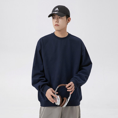 WASSUP重磅纯色圆领卫衣情侣款