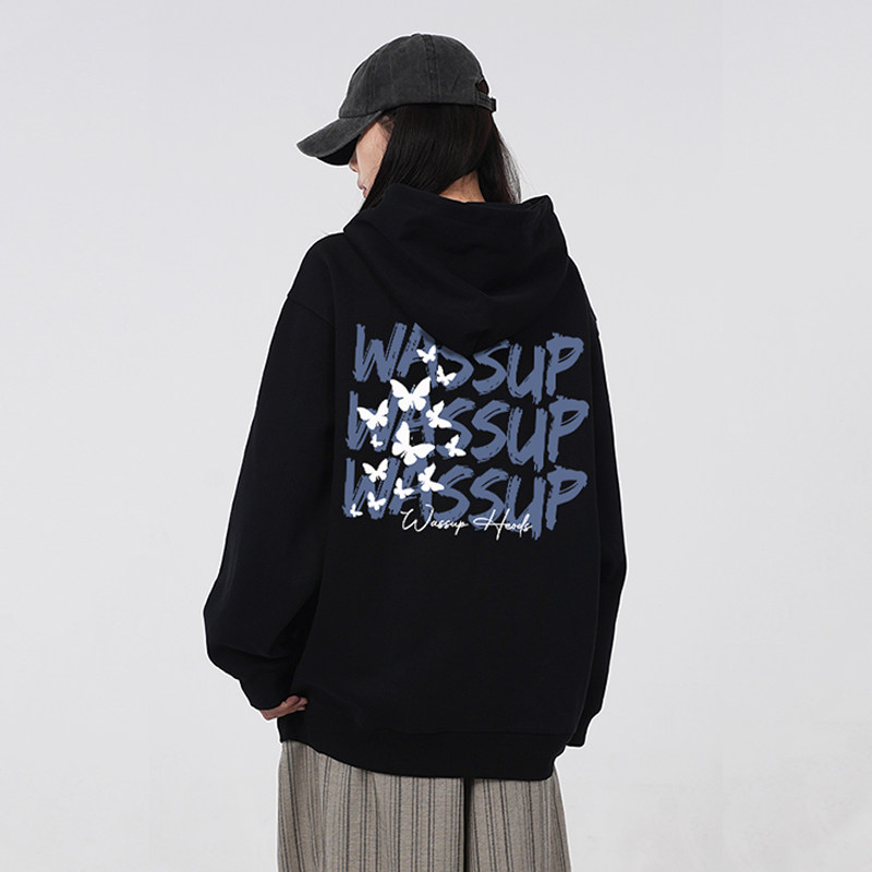 WASSUP蝴蝶彩绘美式重磅卫衣潮牌