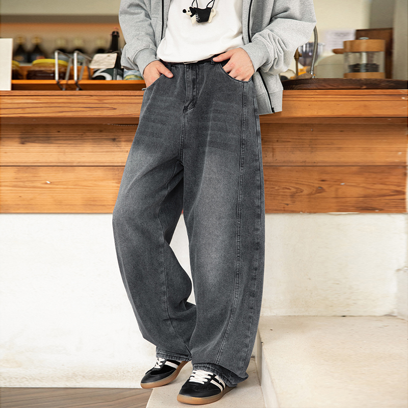 WASSUP水洗复古阔腿休闲牛仔裤男