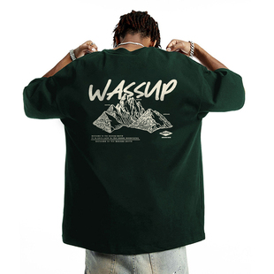WASSUP潮牌美式印花T恤短袖男夏季新款重磅纯棉潮流百搭圆领上衣