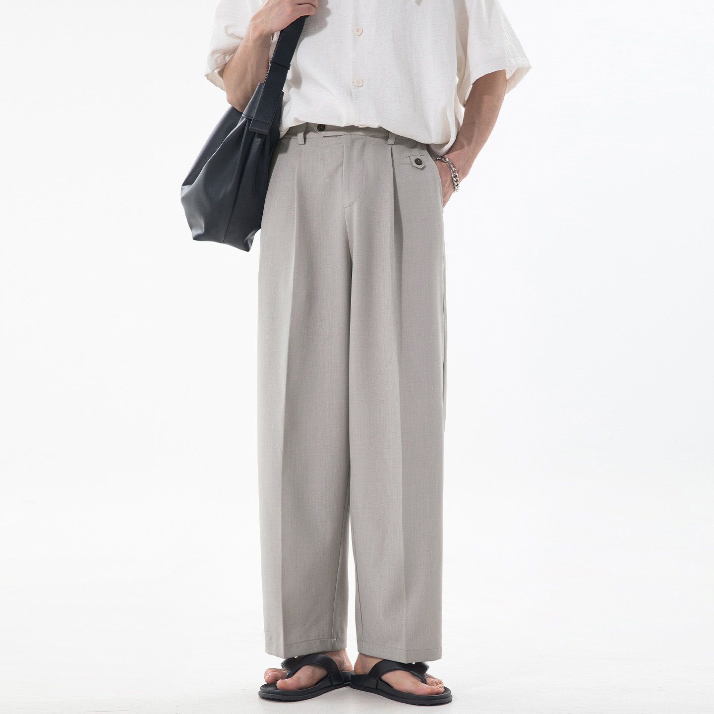 WASSUP潮牌夏季垂感休闲西裤男痞帅风宽松直筒裤子潮流百搭男裤子