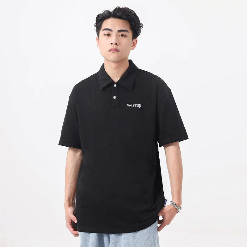 正品刺绣字母潮牌POLO衫男