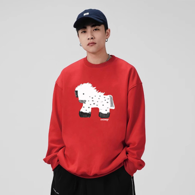 WASSUP中国红马年加绒卫衣男女款