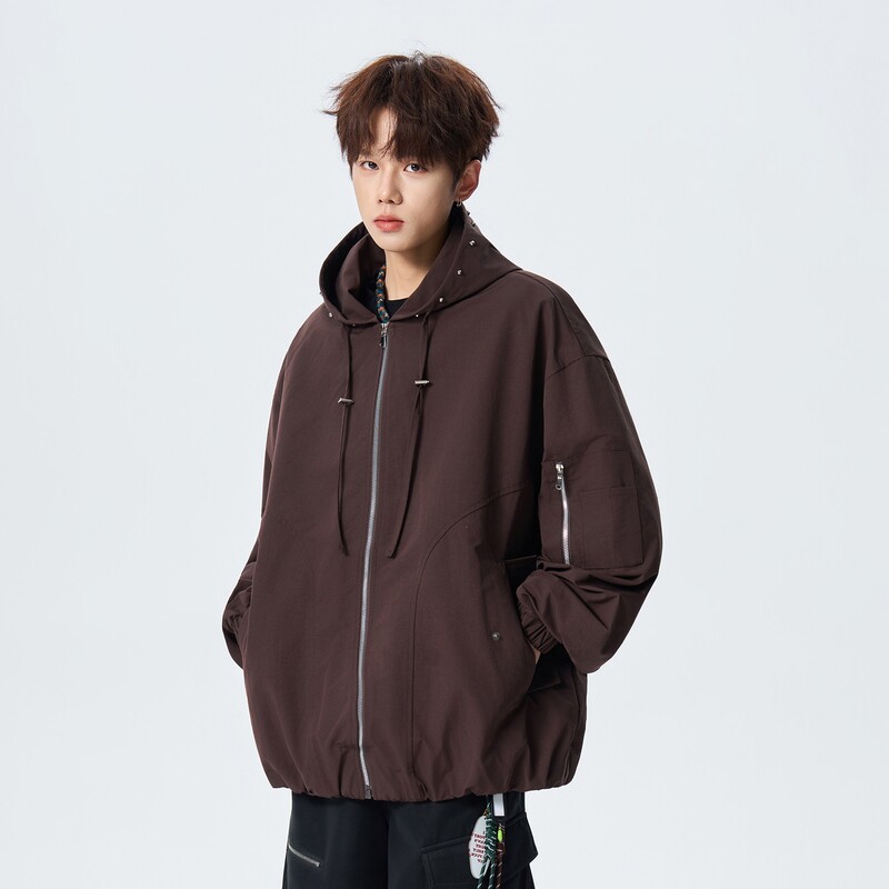 WASSUP机能风工装夹克男款春季2026新款户外运动宽松休闲连帽外套