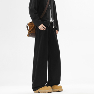 WASSUP潮牌美式复古黑色直筒裤男秋季2025新款青少年vibe牛仔长裤