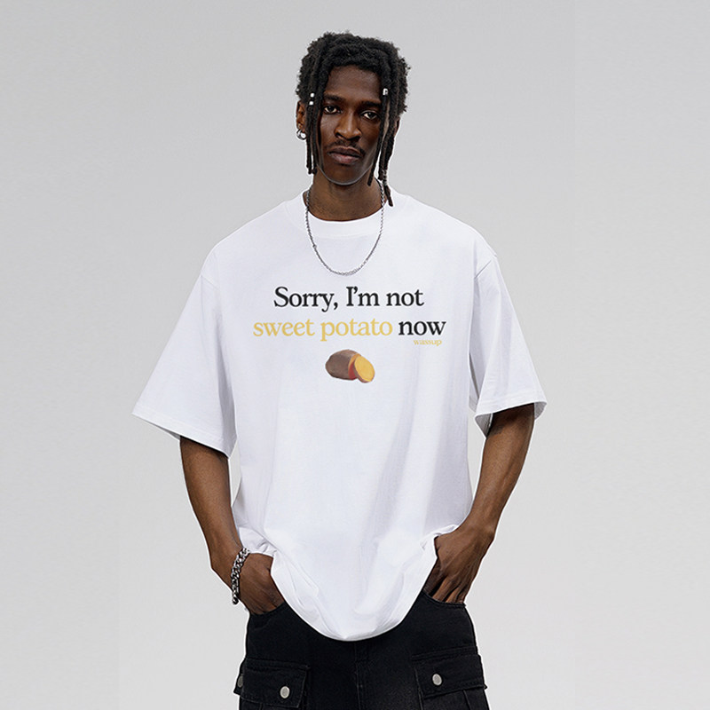 WASSUP美式字母T恤短袖男夏季宽松休闲重磅纯棉百搭圆领体恤上衣
