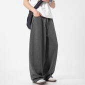 宽松直筒男卫裤 WASSUP老钱风弯刀裤 休闲阔腿裤 潮流潮牌美式 子男款