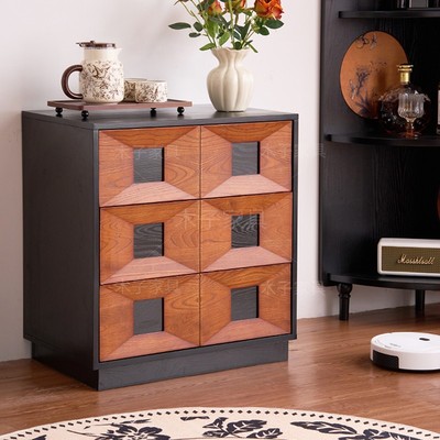 复古斗柜抽屉柜落地卡门柜组合实木卧室卧室靠墙床尾置物柜