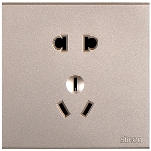 simon西蒙开关插座E6系列香槟金色五孔usb插座86型暗装家用面板