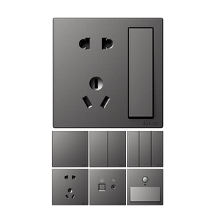 simon西蒙开关插座面板官方旗舰店M3荧光灰86型墙壁五孔插座家用