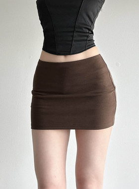 DARLINGAGA基础纯色百搭防走光包臀短裙女低腰性感修身针织半身裙