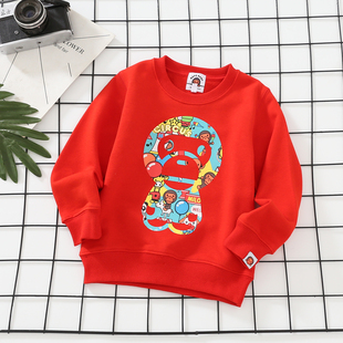 BA猿猴旋转木马站立猴纯棉毛圈卫衣100-140儿童春秋圆领衫现货发