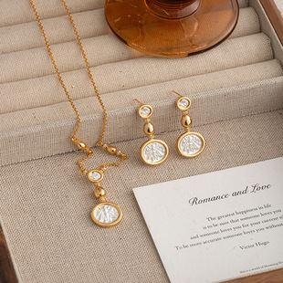 宫廷古币耳环爆款高级感耳饰欧美浮雕狮蜜蜂耳坠复古项链耳环套装