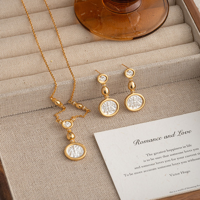 宫廷古币耳环爆款高级感耳饰欧美浮雕狮蜜蜂耳坠复古项链耳环套装