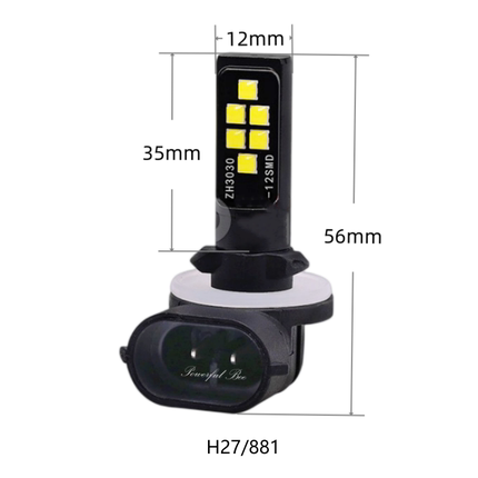 H27/880 881现代索八汽车LED前雾灯改装高亮24W白冰蓝金黄光雾灯