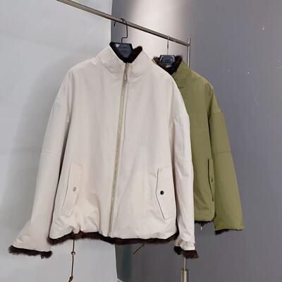 Q2025冬季新款两面穿兔毛派克服外套女立领显瘦休闲百搭XYK长67