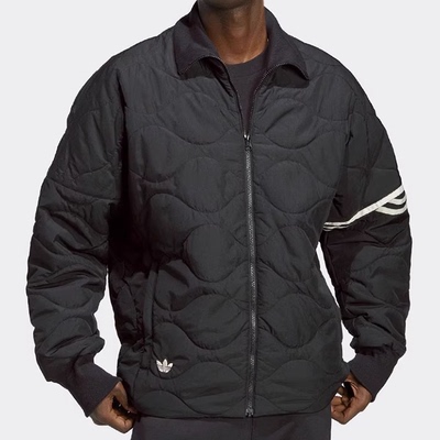 小七Adidas三叶草 男子时尚简约翻领运动休闲保暖棉服外套 HR8696