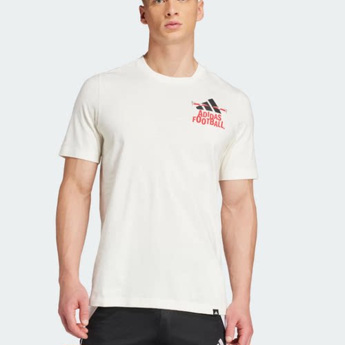 小七Adidas 男子印花纯棉透气足球运动休闲圆领短袖T恤 JD8215