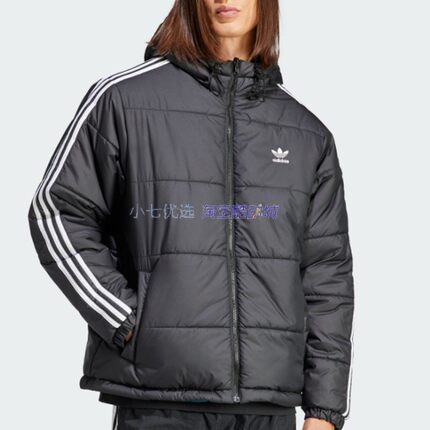 小七Adidas三叶草 男子时尚双面穿连帽保暖运动休闲棉服 HZ0690