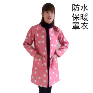 成人男女长袖防污微防水拉链罩衣外套清洁防油防尘围裙工作服包邮