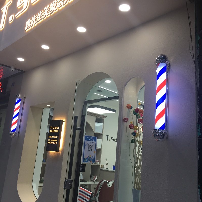 美发转灯led户外防水超亮挂壁塑料发廊标志灯挂墙旋转理发店灯箱