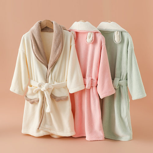 秋冬儿童睡袍吸水速干