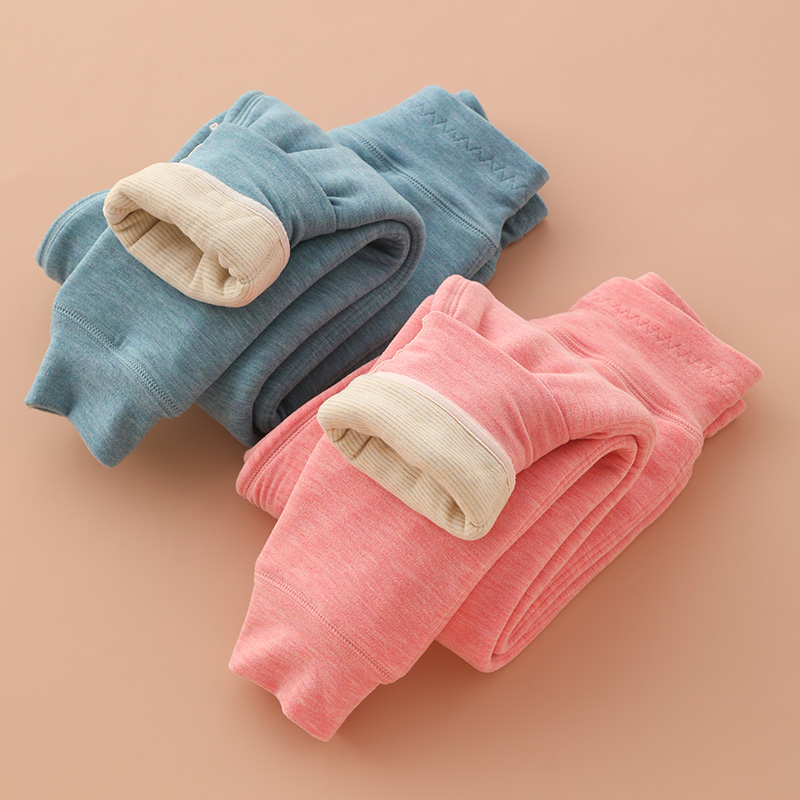 冬季三层加厚儿童保暖裤中大童无骨男女童打底秋裤夹棉裤羊毛蚕丝