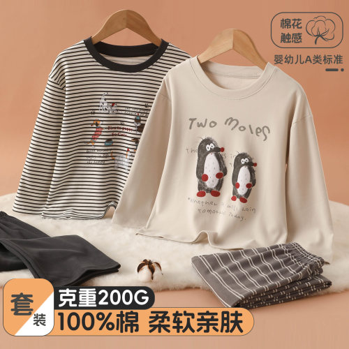 200克纯棉男童卡通家居服套装