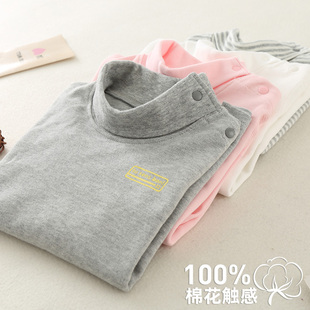 无骨磨毛儿童内衣上装 中小童A类 纯棉日系宝宝半高领男女童打底衫