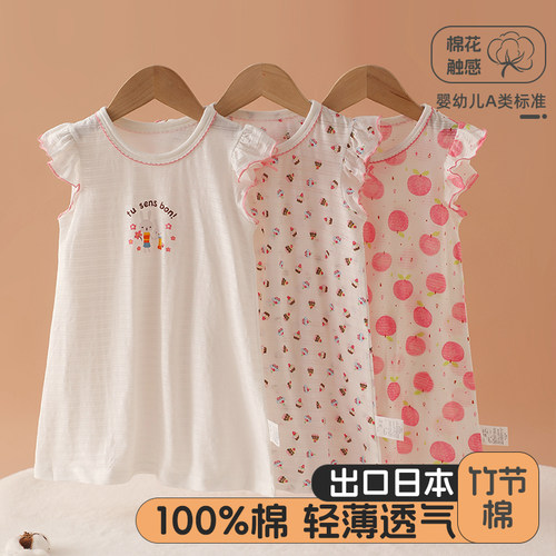 夏季薄款纯棉女童睡裙宝宝连衣裙