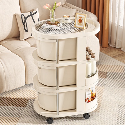 星优客厅卧室奶油色小推车置物架