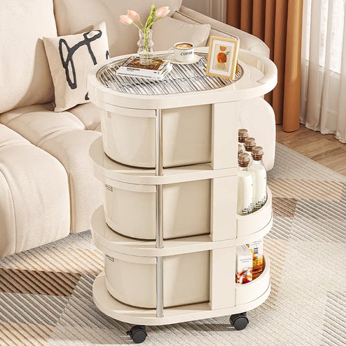 星优客厅卧室奶油色小推车置物架