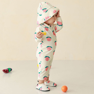 儿童连体泳衣宝宝中性婴幼儿可爱学生卡通长袖 防晒潜水服温泉泳装