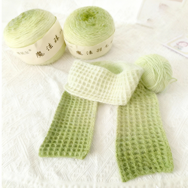 手工diy手织围巾送女友编织专用渐变色蛋糕线雪妃尔魔法球羽毛细