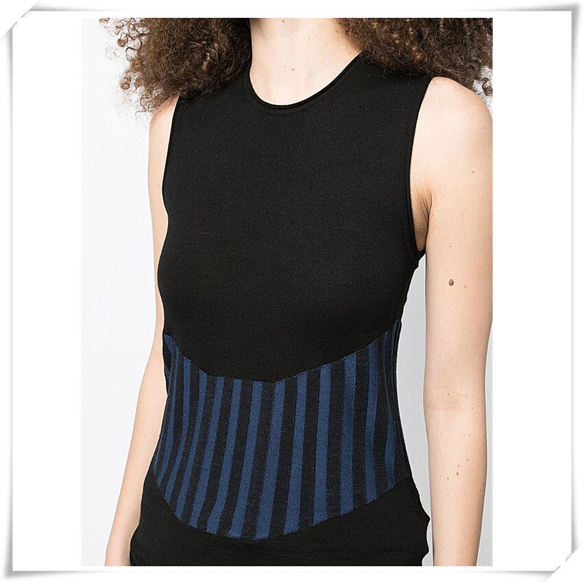 鱼骨羊毛背心女士针织衫无袖撞色修身毛衫圆领套头通勤打底衫薄款