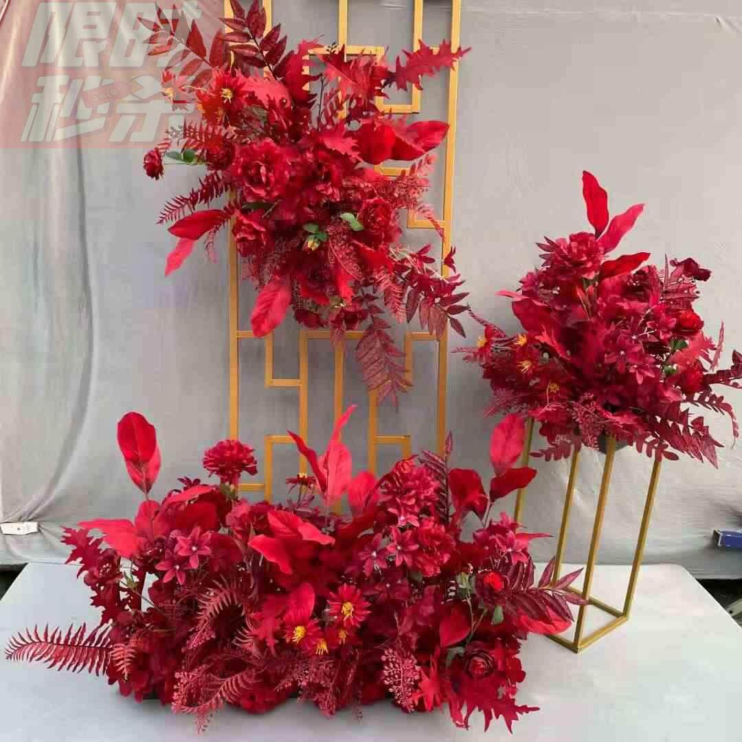 新款婚庆花艺绢花婚花礼路引台花排舞背景艺婚堂qnx礼橱窗装饰仿