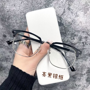 R超好看回头率超高的半框眼镜可配近视眼镜素颜防蓝光男阳光痞帅