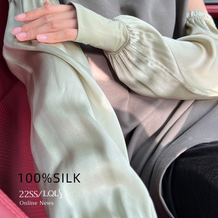 新疆包邮宽松舒适天然100%桑蚕丝纯色防晒袖套女夏季真丝防紫外线